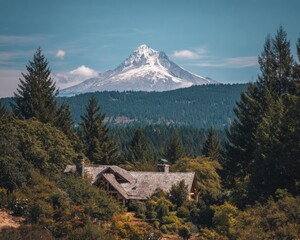 Premium Eco-Lodge with Thatched Roof at Mount Hood Peak Authentic Sustainable Tourism for Modern Travelers Marketing and Social Media Campaigns