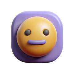 Fototapeta premium Purple square emoji smiley face icon isolated on transparent background