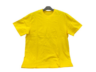 Front yellow t shirt isolated on transparent background