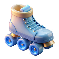 A blue roller skate with gold accents isolated on transparent background