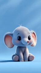 Obraz premium Cute cartoon elephant toy on blue background