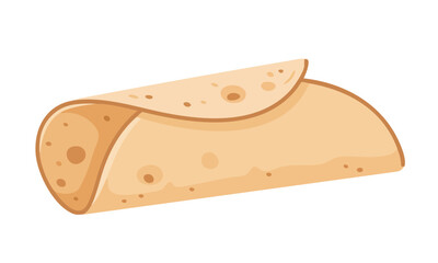 Illustration of a rolled tortilla with light brown color and small dark spots. (Created Using Generative AI Tools)