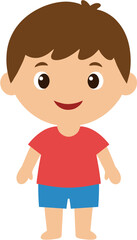 Obraz premium Simple Flat Design Cheerful Boy Character Full Body Illustration