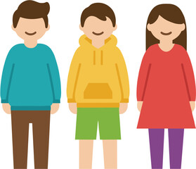 Fototapeta premium Flat Design Style Standing Three Character Figure of Young People Illustration