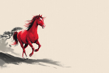 horse, red horse, 2026, 2086, 2146, happy new year, new year, new year greetings, new year's card, sunrise, animal, silhouette, start, Year of the Horse, 12 zodiac signs, pony, mustang, running, farm,