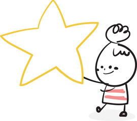 (Dialog Box Star) hand drawn girl icons. Vector illustration.	
