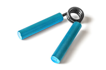 Metal wrist expander for arm training. Sports expander on a white background