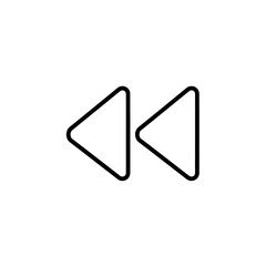 Minimalist rewind icon, symbol for media player control, navigation, and user interface design. Suitable for app development, website design, and instructional materials.