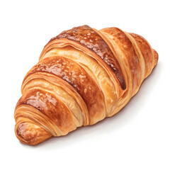 Flaky, golden freshly baked croissant isolated on white background classic French pastry perfect