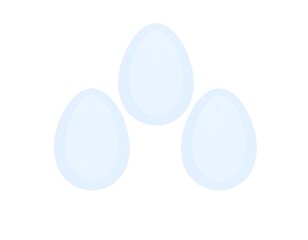 Three pale blue eggs arranged in a triangle against a white background.  Simple, stylized illustration