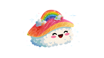 Rainbow Sushi Character, isolated on transparent background