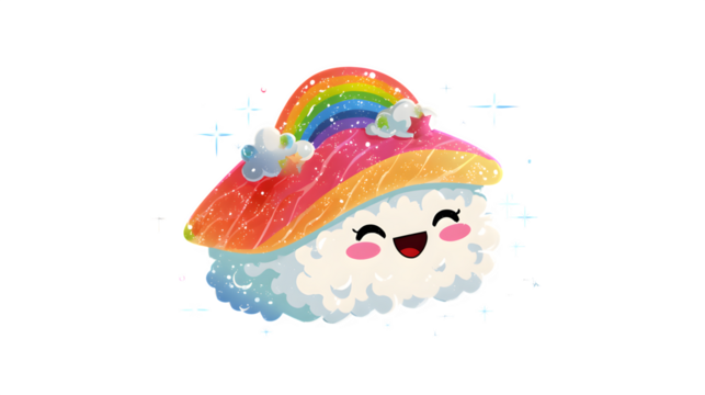 Rainbow Sushi Character, isolated on transparent background