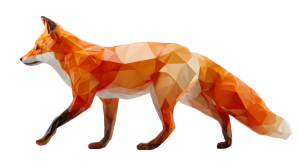 Polygon Fox, isolated on transparent background