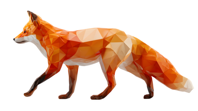 Polygon Fox, isolated on transparent background