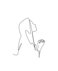 Praying women continues line art
