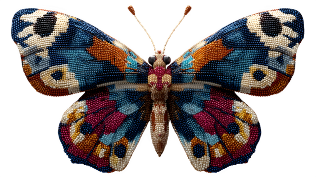 Beadwork Butterfly, isolated on transparent background