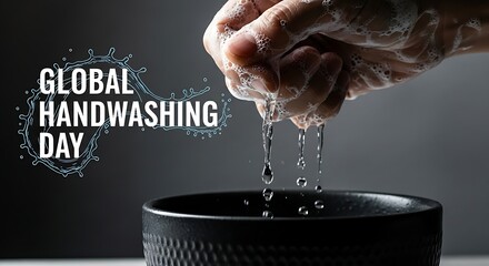 Global handwashing day promoting hygiene and cleanliness with soapy hands