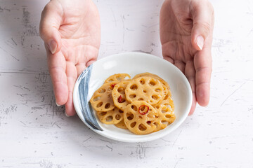 蓮根のきんぴら　Japanese food
