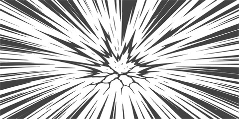 Abstract starburst fractal with light lines and black and white motion blur