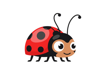 Obraz premium A cute cartoon ladybug with big eyes and whimsical antennae adorable insect illustration