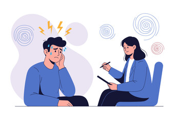 Therapy session illustrating mental health treatment and psychological support for anxious individuals seeking professional help