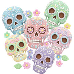  Pastel Candy Skulls and Sugar Skulls Clipart, halloween sugar skulls  Illustration