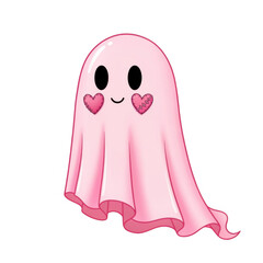 Pink Ghost with Stitched Heart, halloween cute gothic


