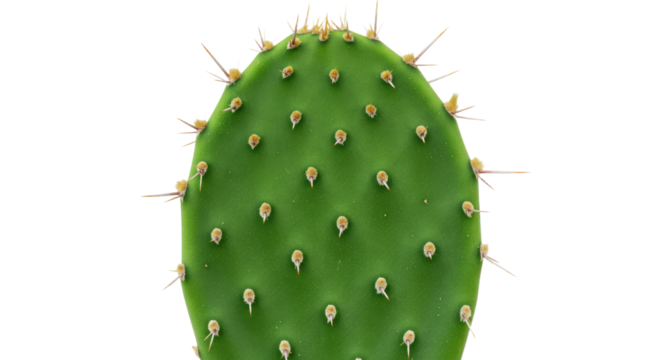 Closeup of a prickly pear cactus pad.