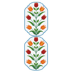 Turkish tile painting, orange and red tulip pattern