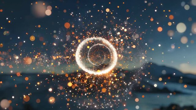 arafed image of a sphere of light with a mountain in the background
