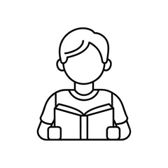 Person reading a book icon isolated on white background