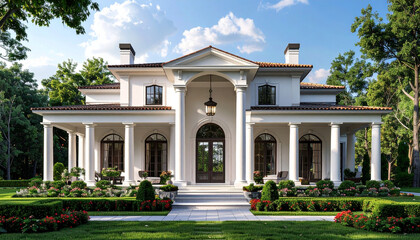 Fototapeta premium Front Elevation of Modern Elegance Meets Festive Charm
