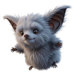 Fototapeta premium Charming fluffy creature with large ears and big curious eyes, a delightful fantasy character perfect for animation and whimsical designs, bringing joy and wonder