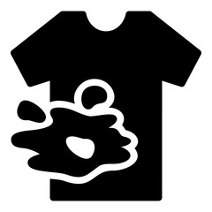 Stained T-shirt and Dirty Clothing Vector Icon. A Simple, Black and White Graphic for Cleaning, Laundry, and Stain Removal Products and Services
