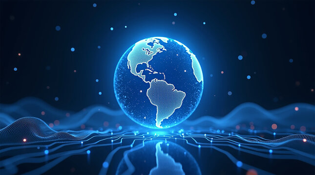 Holographic Digital Globe – Global Network and Futuristic Data Connectivity