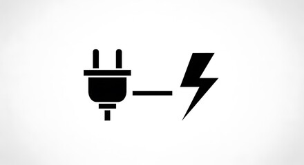 Electric Plug and Lightning Bolt Icon.