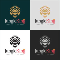 Lion jungle king face head mascot logo set template design