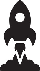 Silhouette vector of a startup rocket launch icon. Symbol for innovation, business growth, and success.