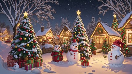 Fototapeta premium Colors plant blurred ornament varied character snowman cute