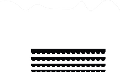 Scalloped edge seamless set, Repeating frill ornament, Simple scalloped border, Seamless line zigzag pattern design, Vector illustration,
