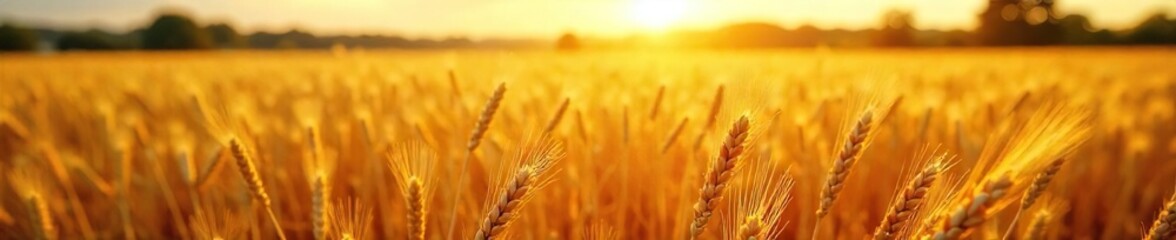 Golden wheat fields sway gently in the late afternoon sun, ripe for harvest A vibrant scene of autumn abundance and the bounty of nature , rural, grain