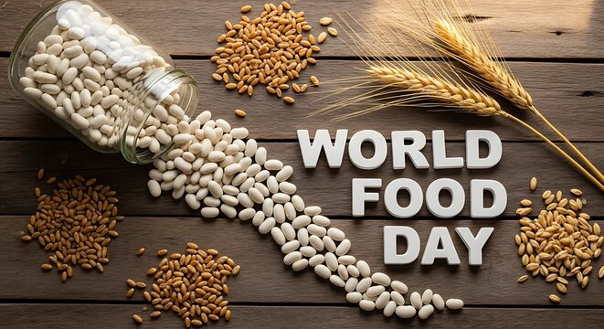 World food day concept with grains and beans on a wooden background - Powered by Adobe