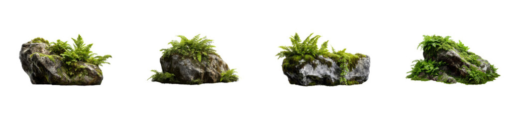 Group Mossy Rocks With Ferns
