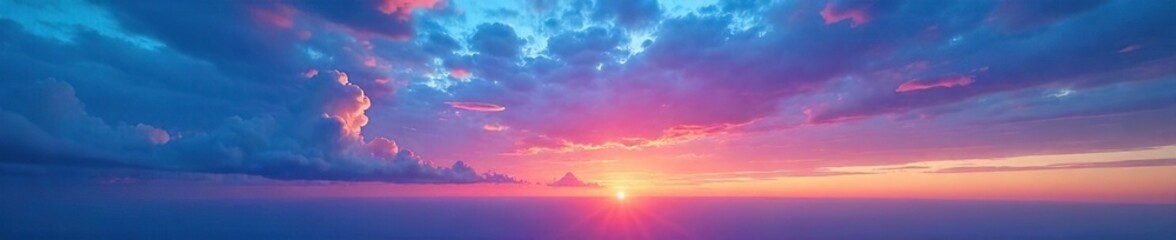 Serene twilight sky ablaze with vibrant blue hues as the sun dips below the horizon, painting the clouds with fiery orange and soft pink reflections , pink, background