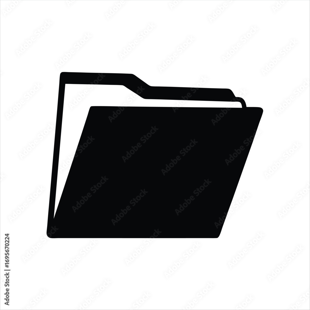 Poster simple graphic representation of an open file folder on a white background