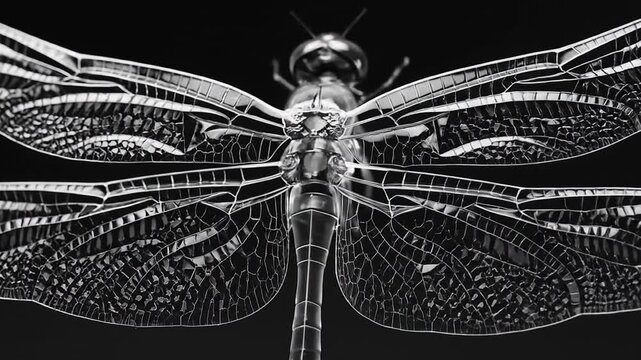 Detailed Close-up of a Transparent Dragonfly