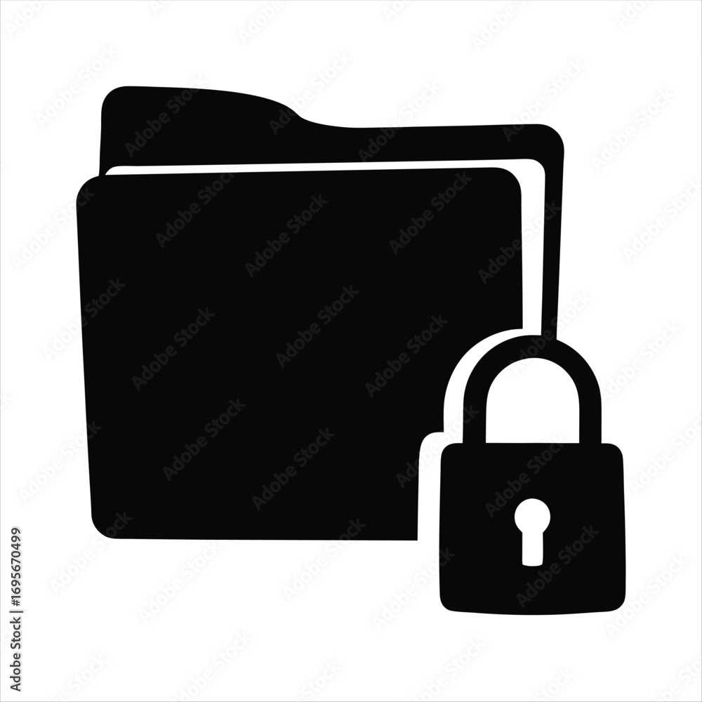 Poster secure folder icon depicting data protection and privacy control design