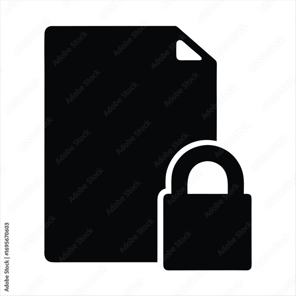 Poster secure document icon featuring a padlock indicating restricted access and protection
