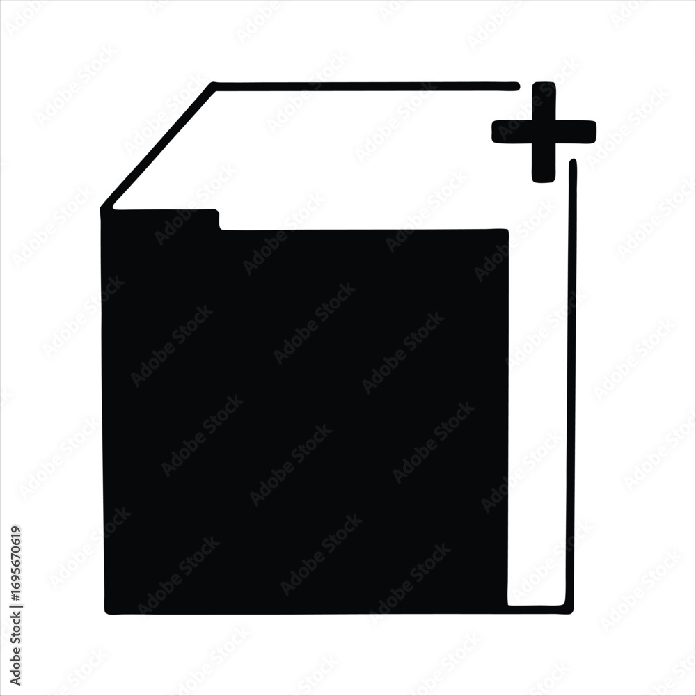 Poster A minimalist drawing of a folder with an additional plus icon