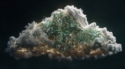 Digital Transformation: A Circuit Board Cloud Computing Concept Representing Futuristic Technology and Innovation in the Digital Age